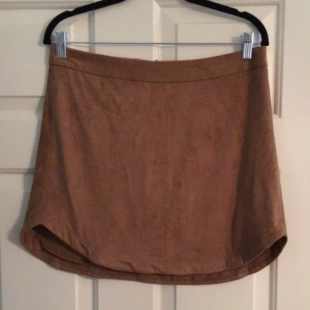 Camel suede mini skirt